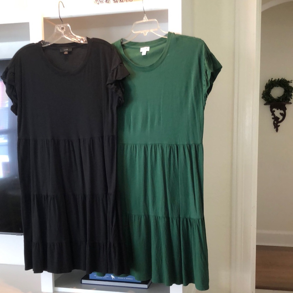 J. Crew Classic Black Tee Black Dress & Classic Tee Green Dress